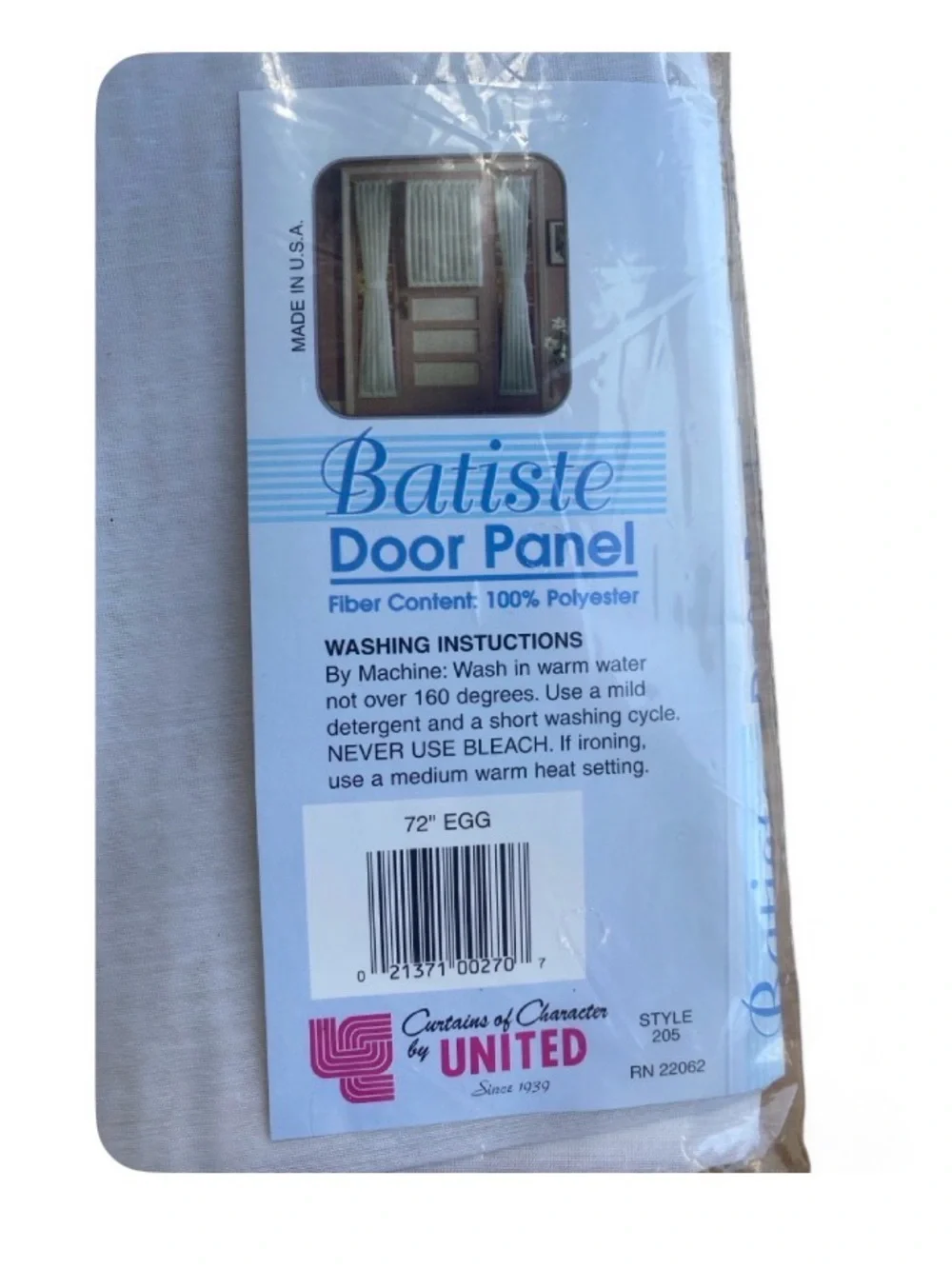Batiste Door Panels Set of 2 40x72 Egg Sheer Rod Pocket Curtains NWT USA